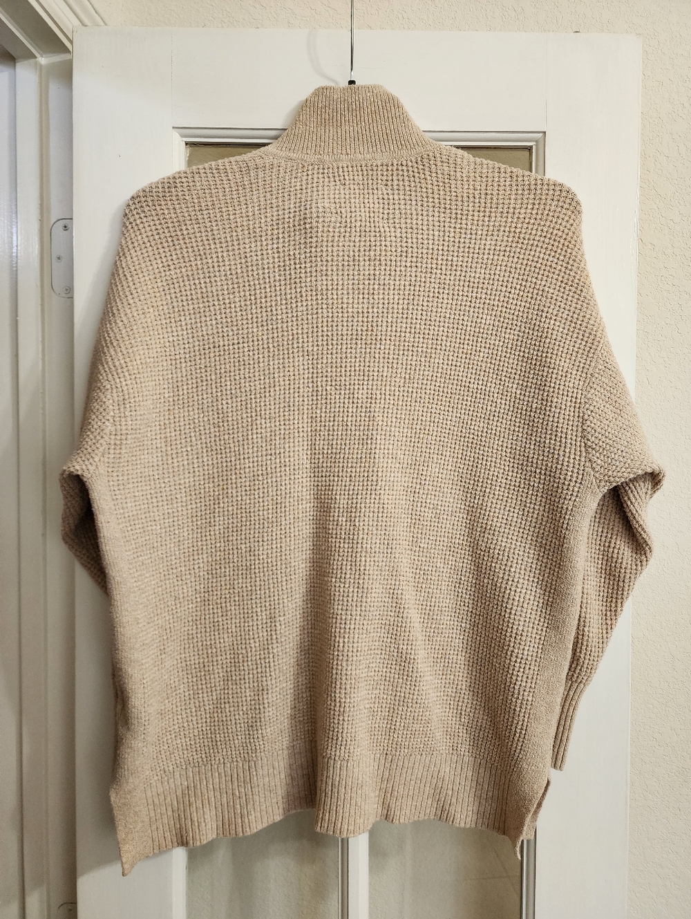 Aerie Waffle Knit Lounge Set M Beige Sweater Wide Leg Pants Cozy FLAW READ DESC - Picture 4 of 16